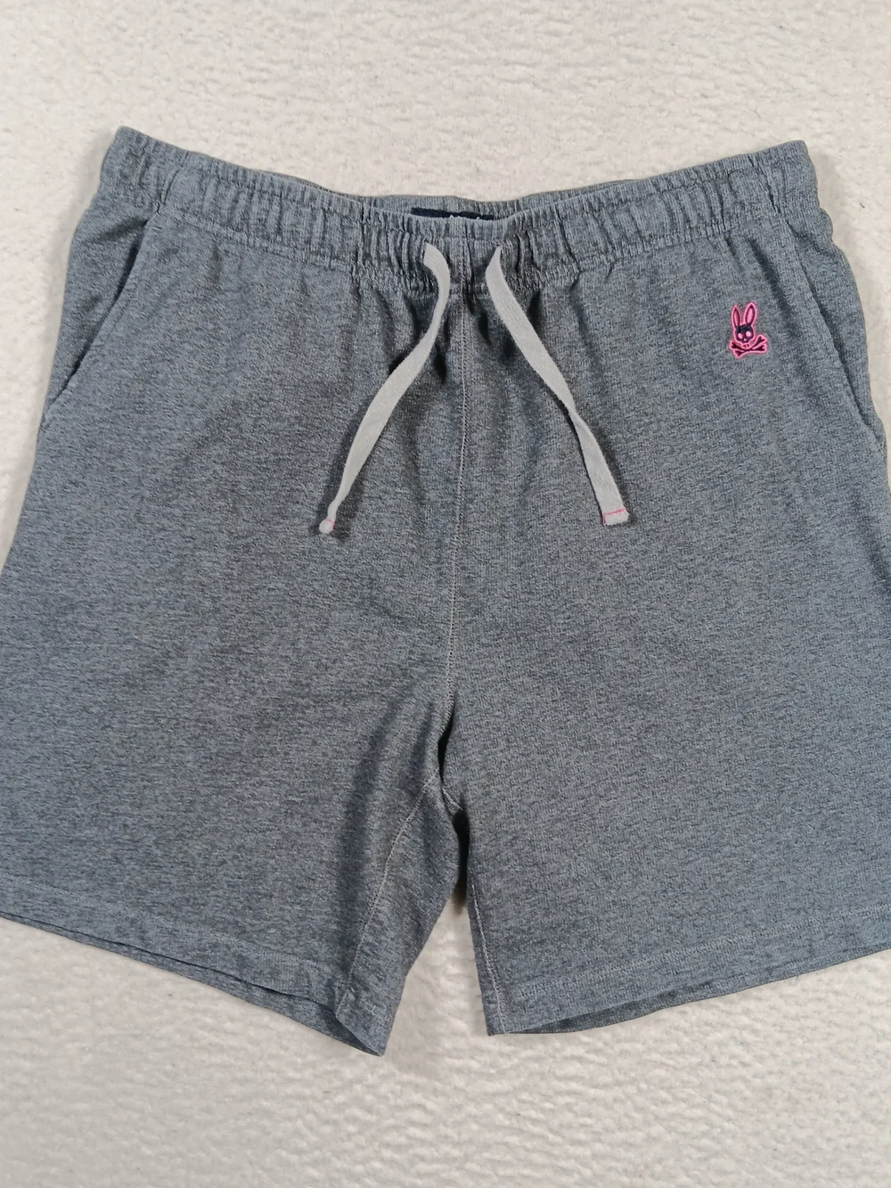 Psycho Bunny Sweat Shorts Mens Large Gray Fleece Jersey Lounge Drawstring Skull
